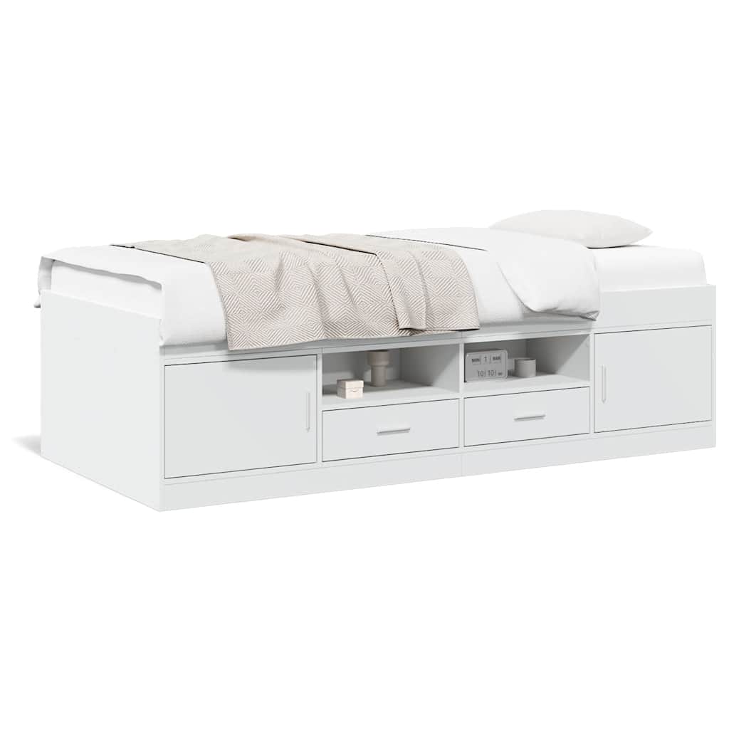 Slaapbank met lades zonder matras 75x190 cm wit – afbeelding 2
