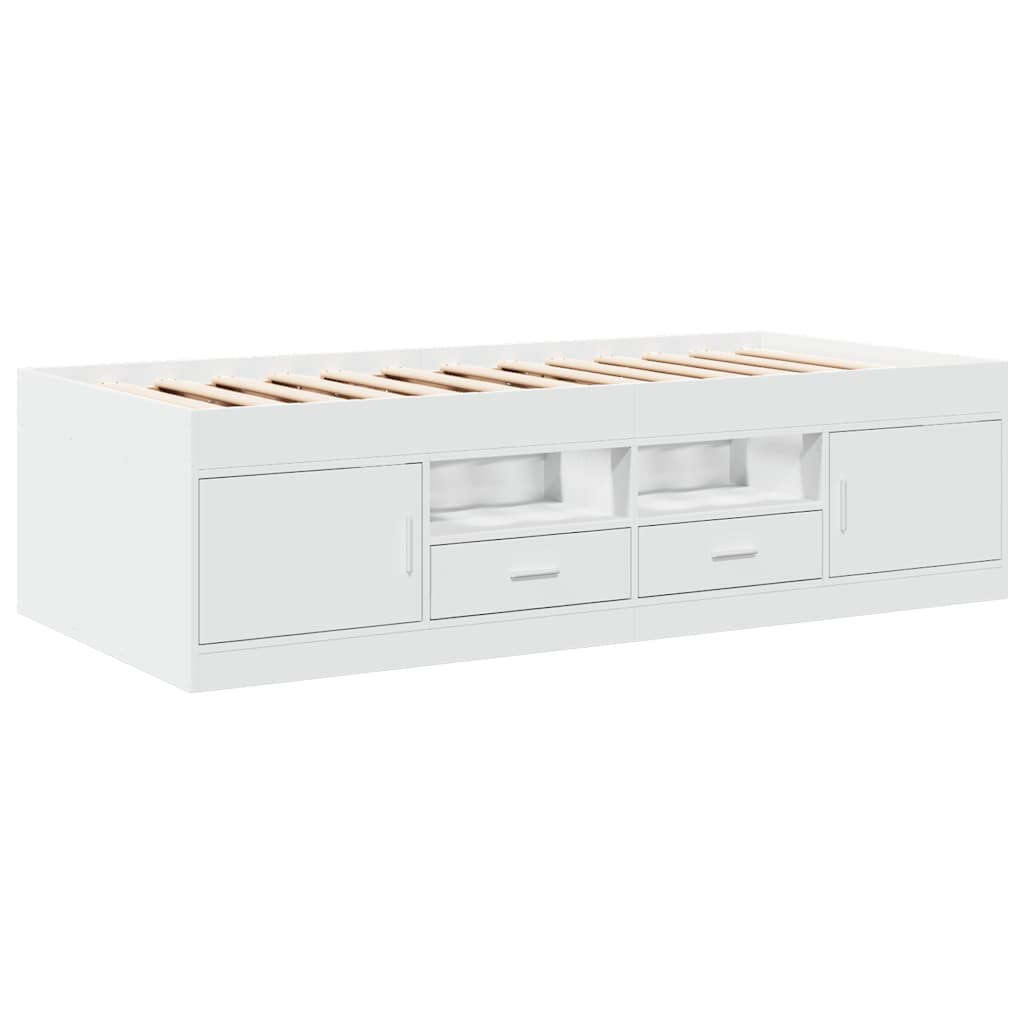 Slaapbank met lades zonder matras 75x190 cm wit – afbeelding 3