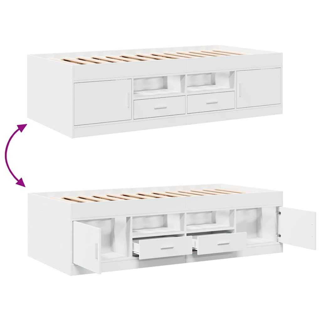 Slaapbank met lades zonder matras 75x190 cm wit – afbeelding 7
