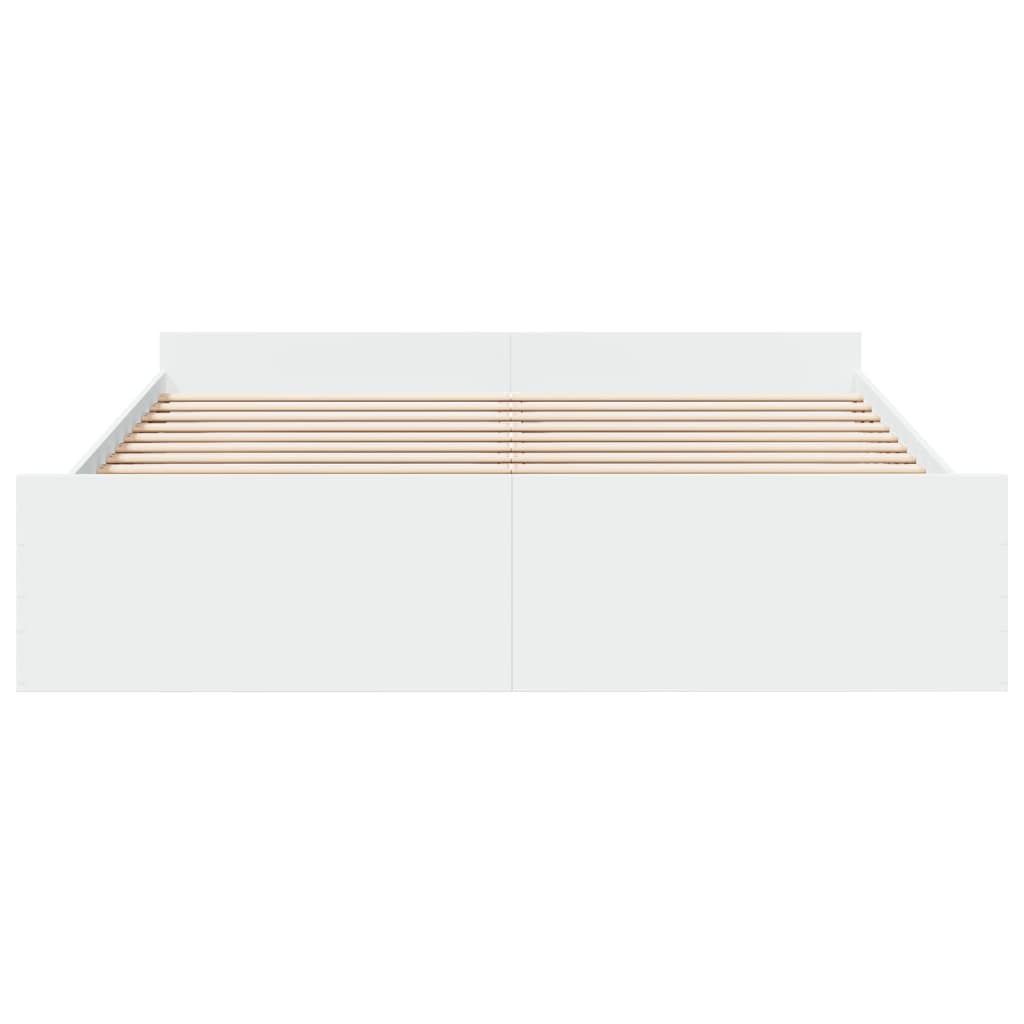 Bedframe met lades bewerkt hout wit 200x200 cm – afbeelding 4