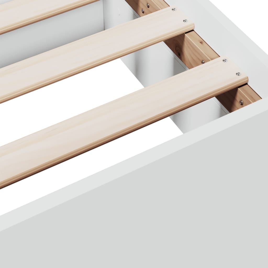 Bedframe met lades bewerkt hout wit 200x200 cm – afbeelding 9