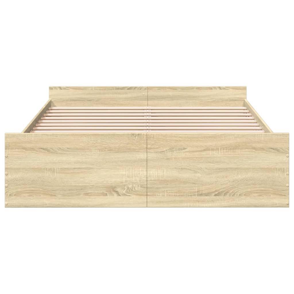 Bedframe met lades bewerkt hout sonoma eikenkleurig 140x200 cm – afbeelding 4