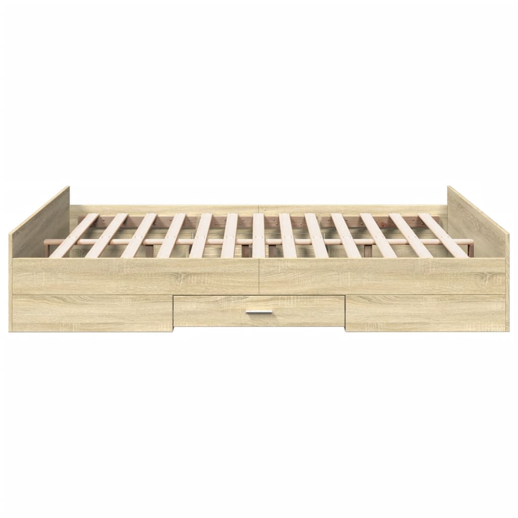Bedframe met lades bewerkt hout sonoma eikenkleurig 140x200 cm – afbeelding 5