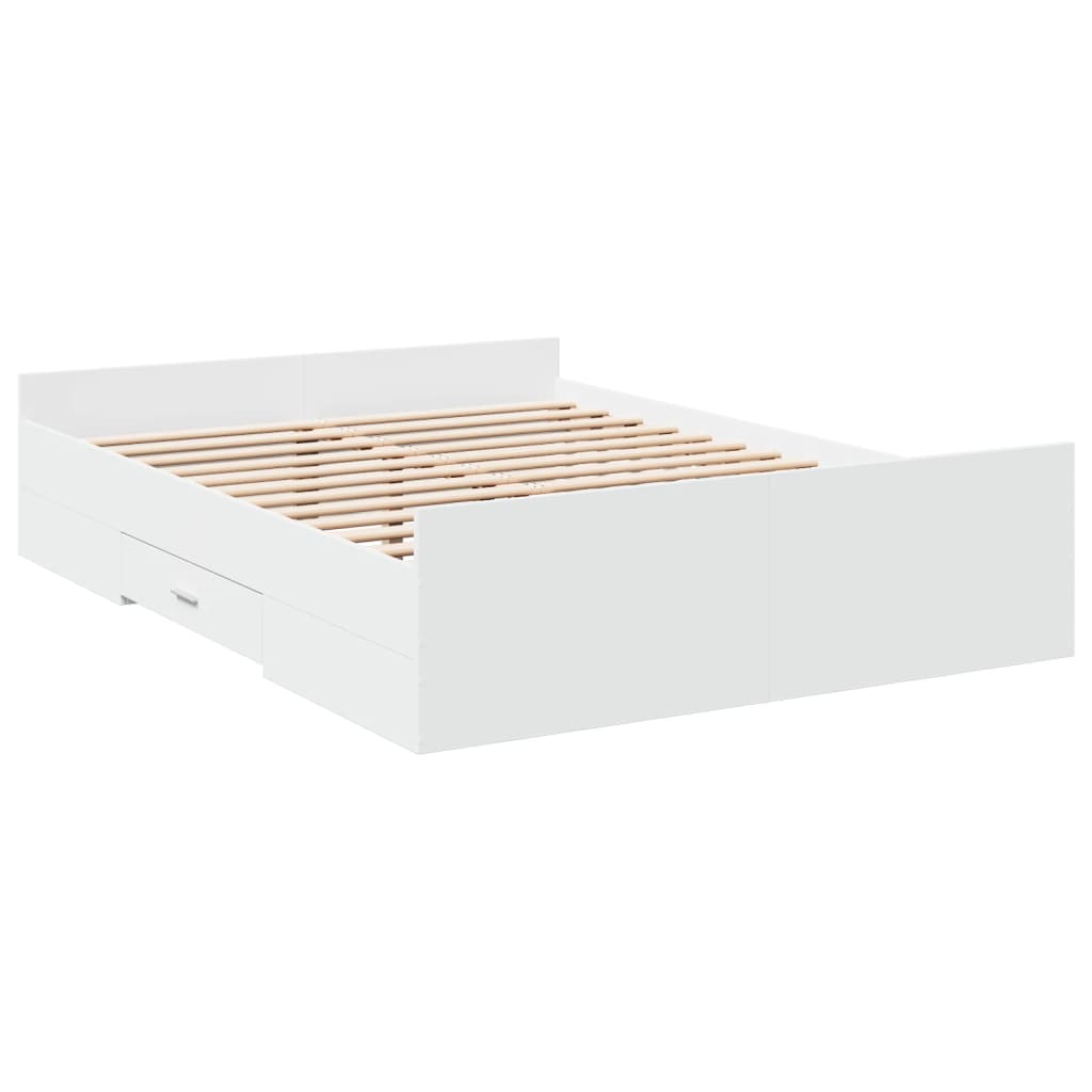 Bedframe met lades bewerkt hout wit 120x200 cm – afbeelding 3