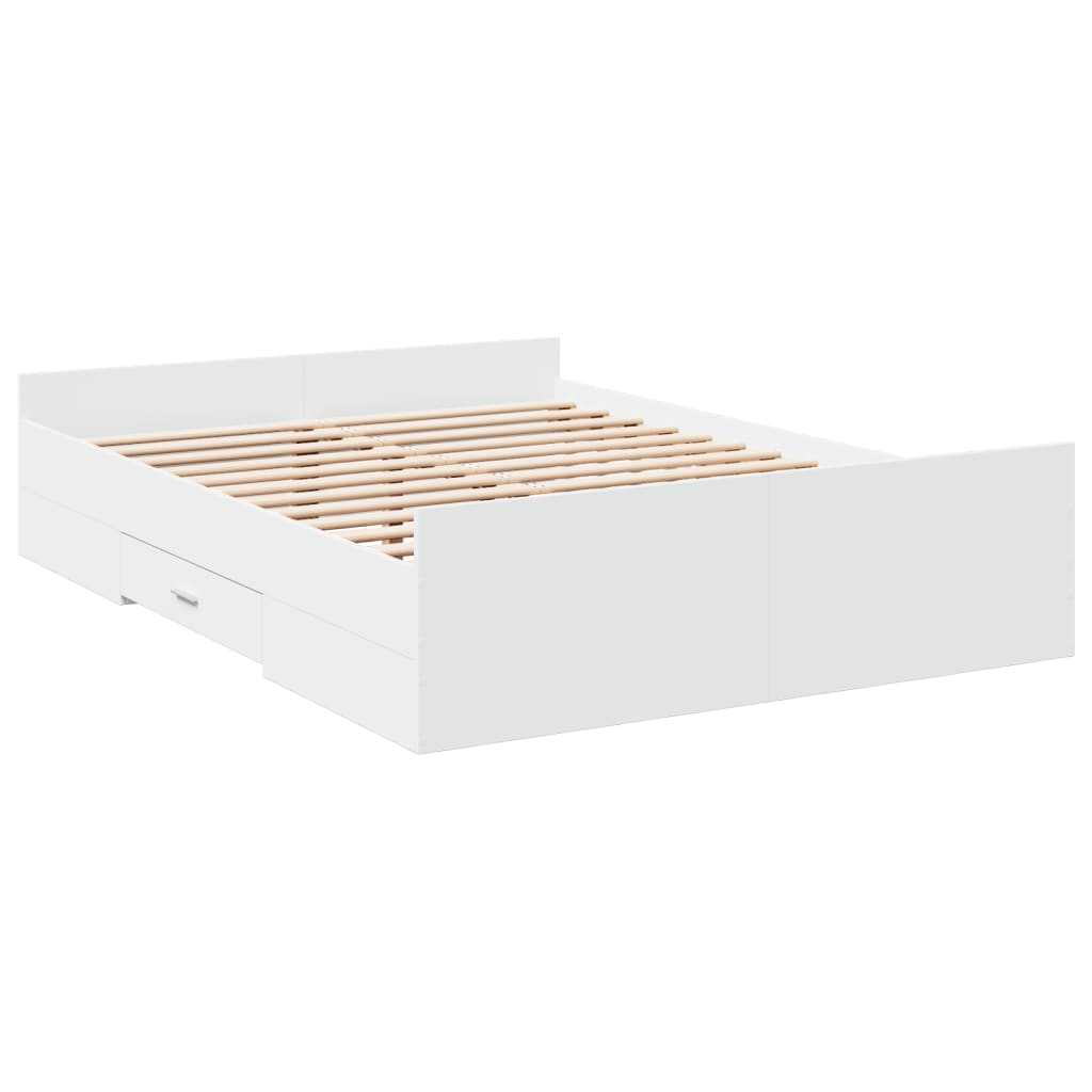 Bedframe met lades bewerkt hout wit 120x200 cm – afbeelding 6