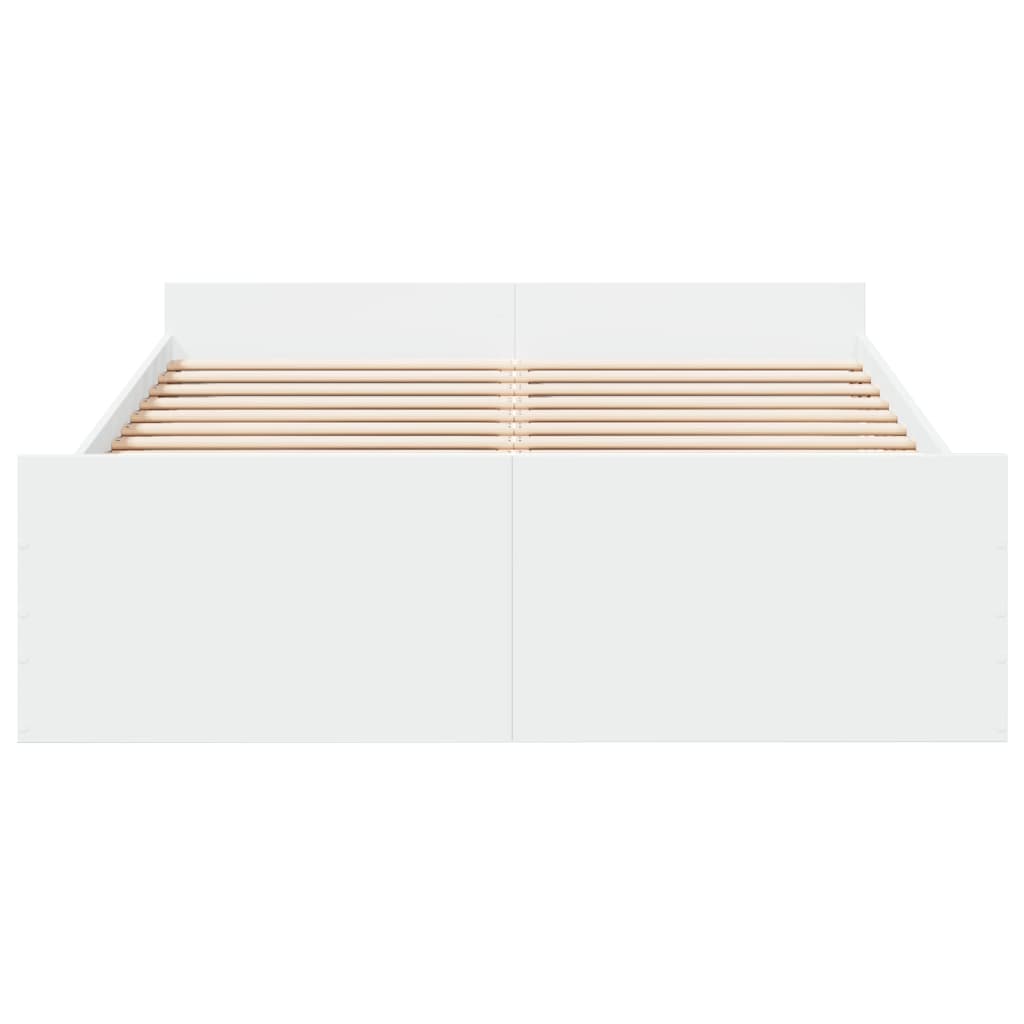 Bedframe met lades bewerkt hout wit 140x190 cm – afbeelding 4