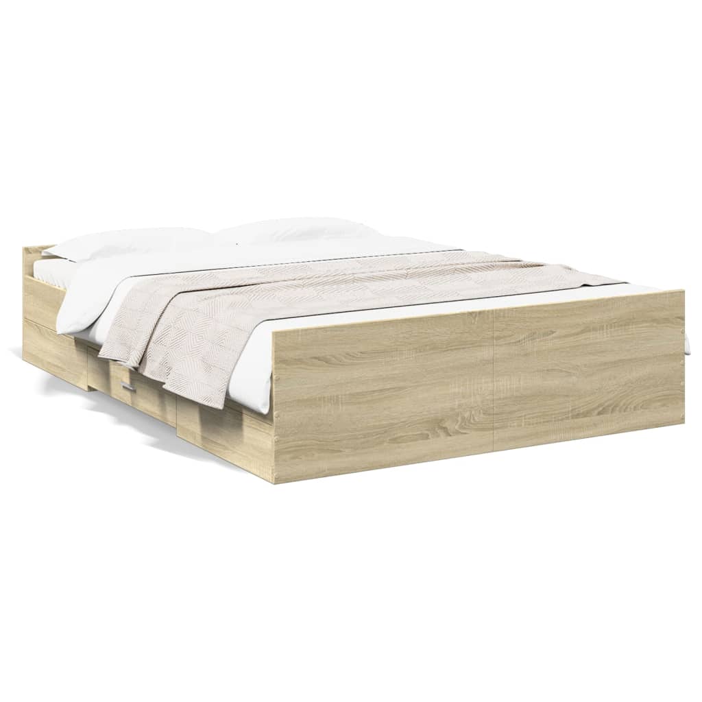 Bedframe met lades bewerkt hout sonoma eikenkleurig 140x190 cm – afbeelding 2