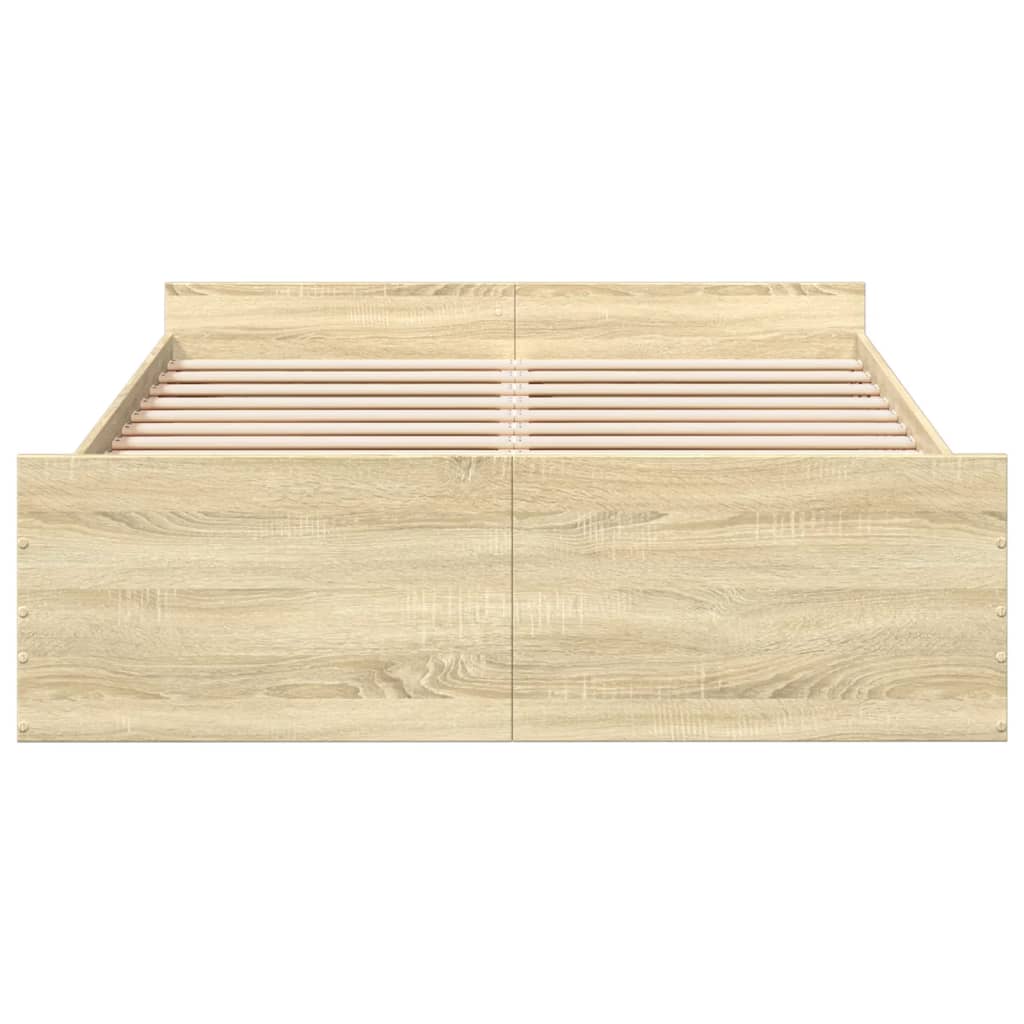 Bedframe met lades bewerkt hout sonoma eikenkleurig 140x190 cm – afbeelding 4