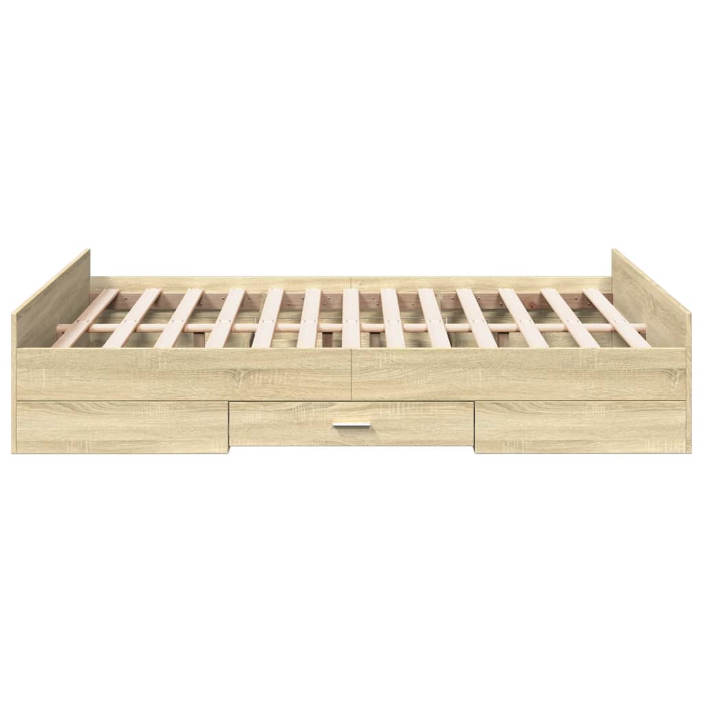 Bedframe met lades bewerkt hout sonoma eikenkleurig 140x190 cm – afbeelding 5