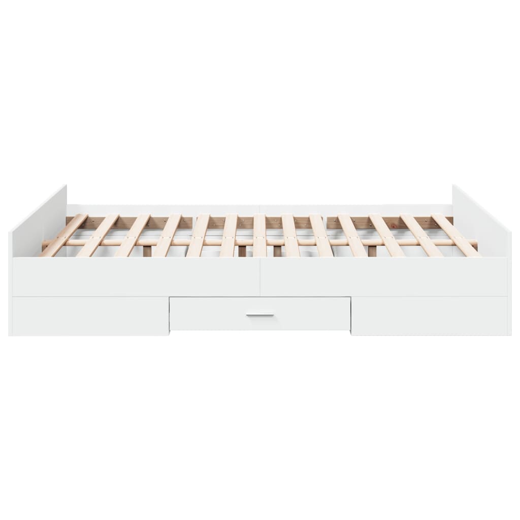 Bedframe met lades bewerkt hout wit 135x190 cm – afbeelding 5