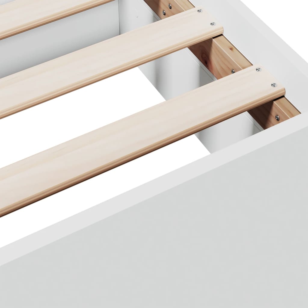 Bedframe met lades bewerkt hout wit 135x190 cm – afbeelding 9