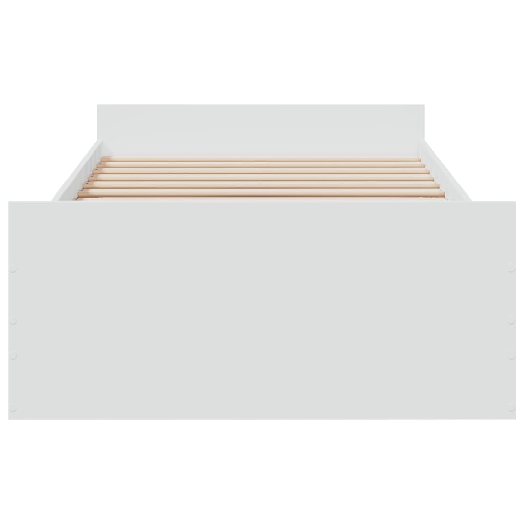 Bedframe met lades bewerkt hout wit 100x200 cm – afbeelding 4