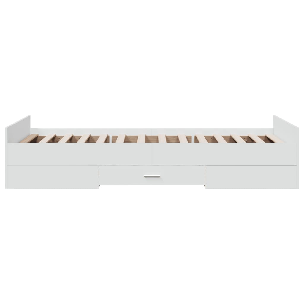 Bedframe met lades bewerkt hout wit 100x200 cm – afbeelding 5