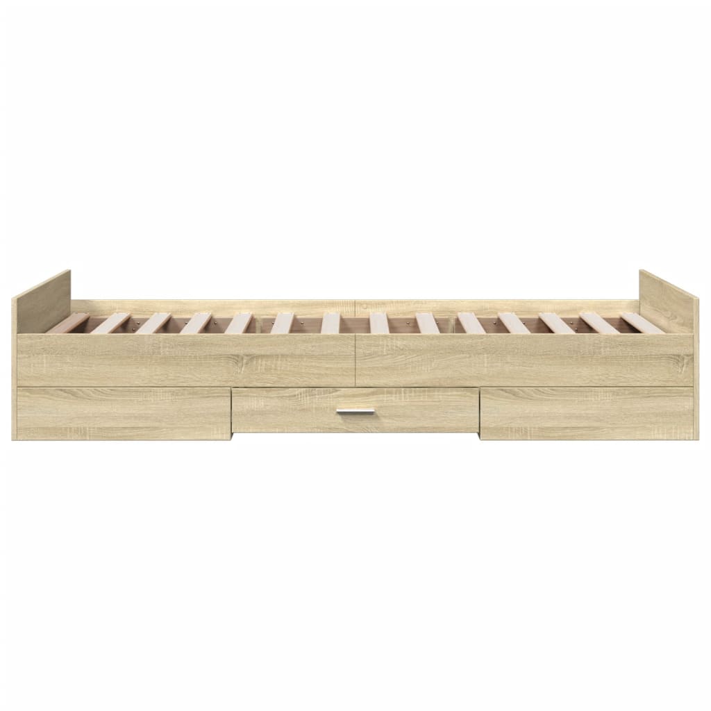 Bedframe met lades bewerkt hout sonoma eikenkleurig 100x200 cm – afbeelding 5