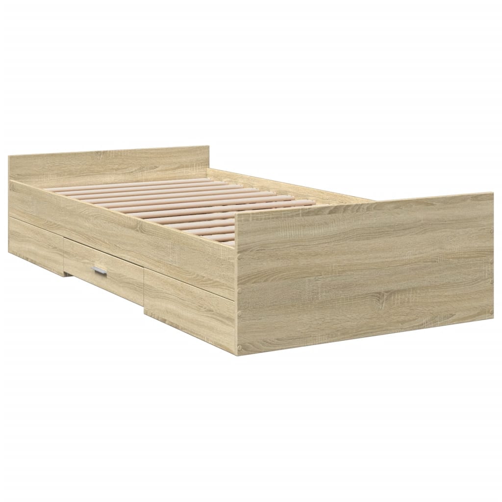 Bedframe met lades bewerkt hout sonoma eikenkleurig 100x200 cm – afbeelding 6