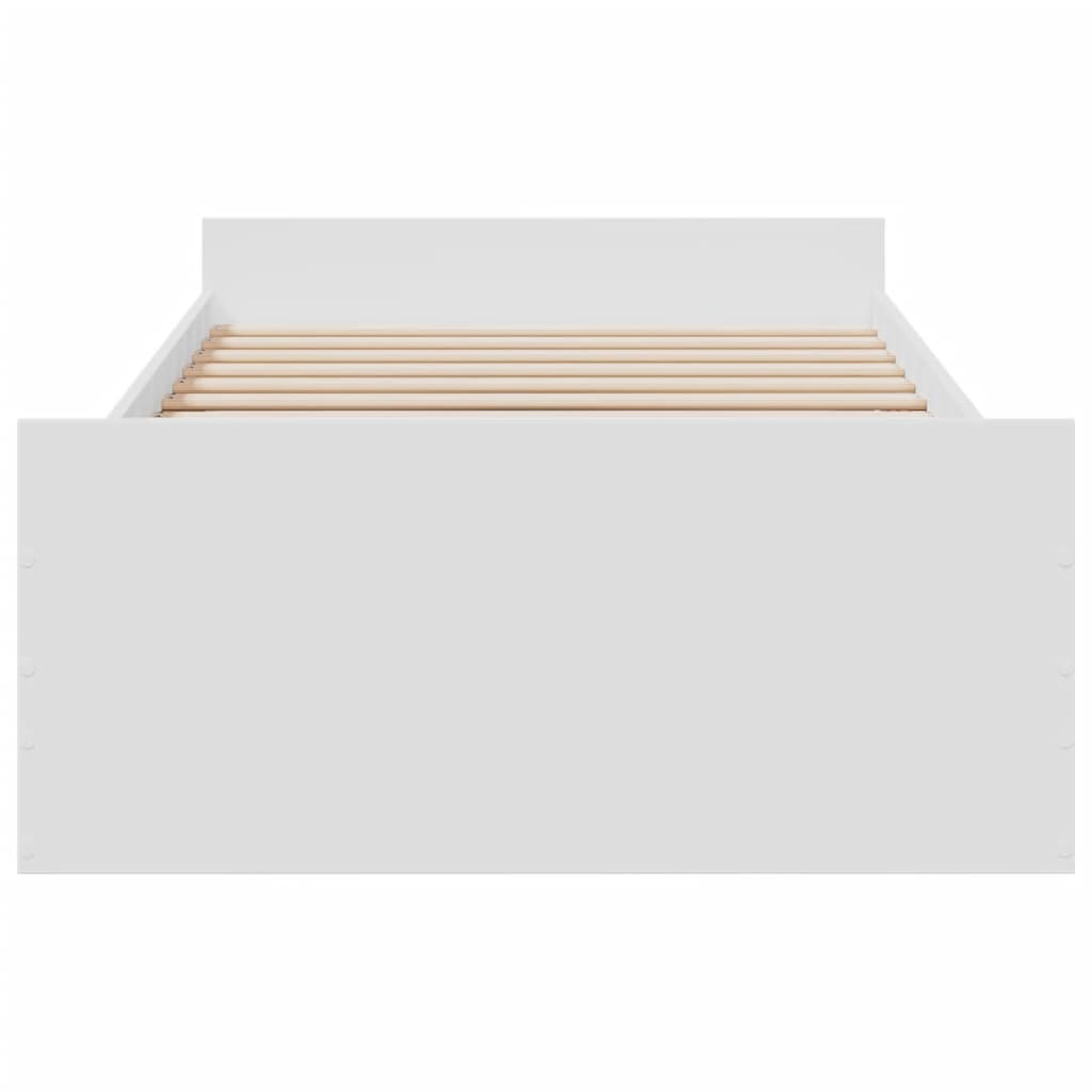 Bedframe met lades bewerkt hout wit 90x190 cm – afbeelding 4