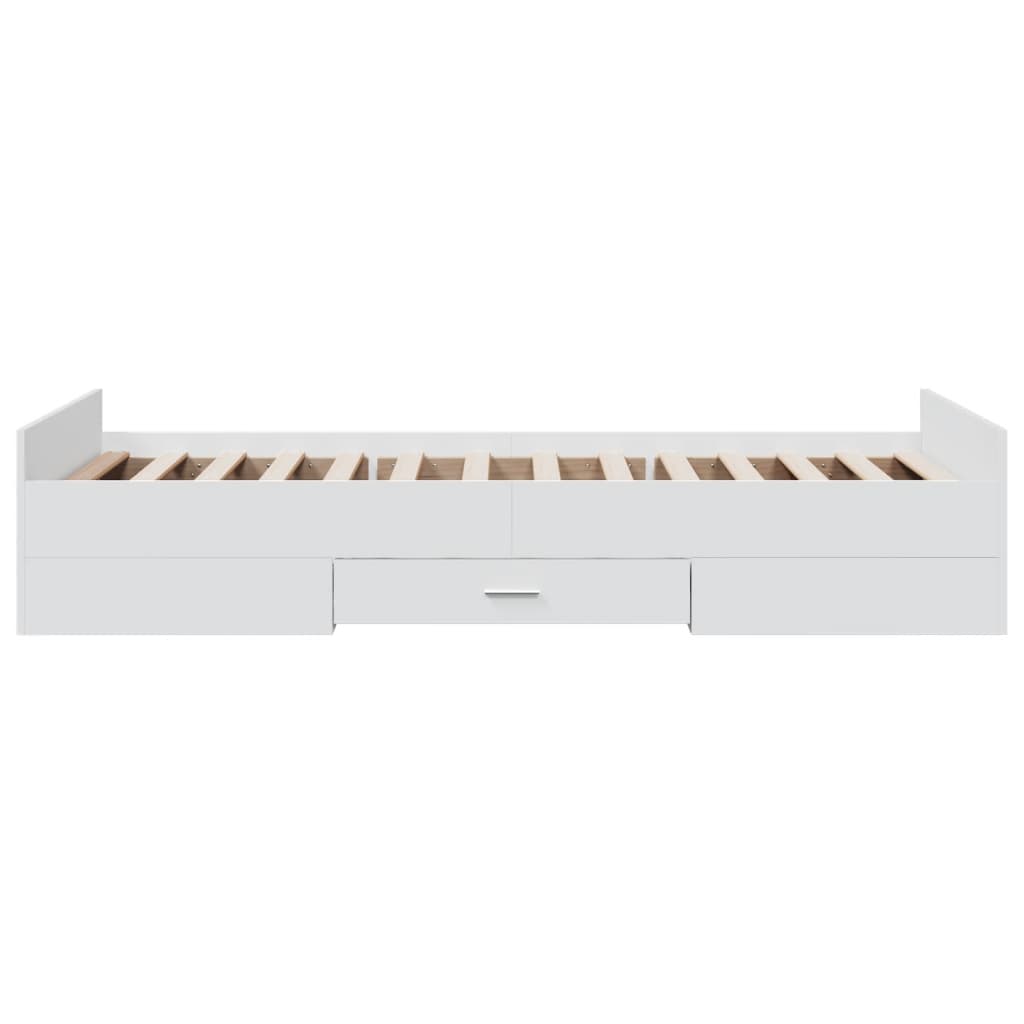 Bedframe met lades bewerkt hout wit 90x190 cm – afbeelding 5