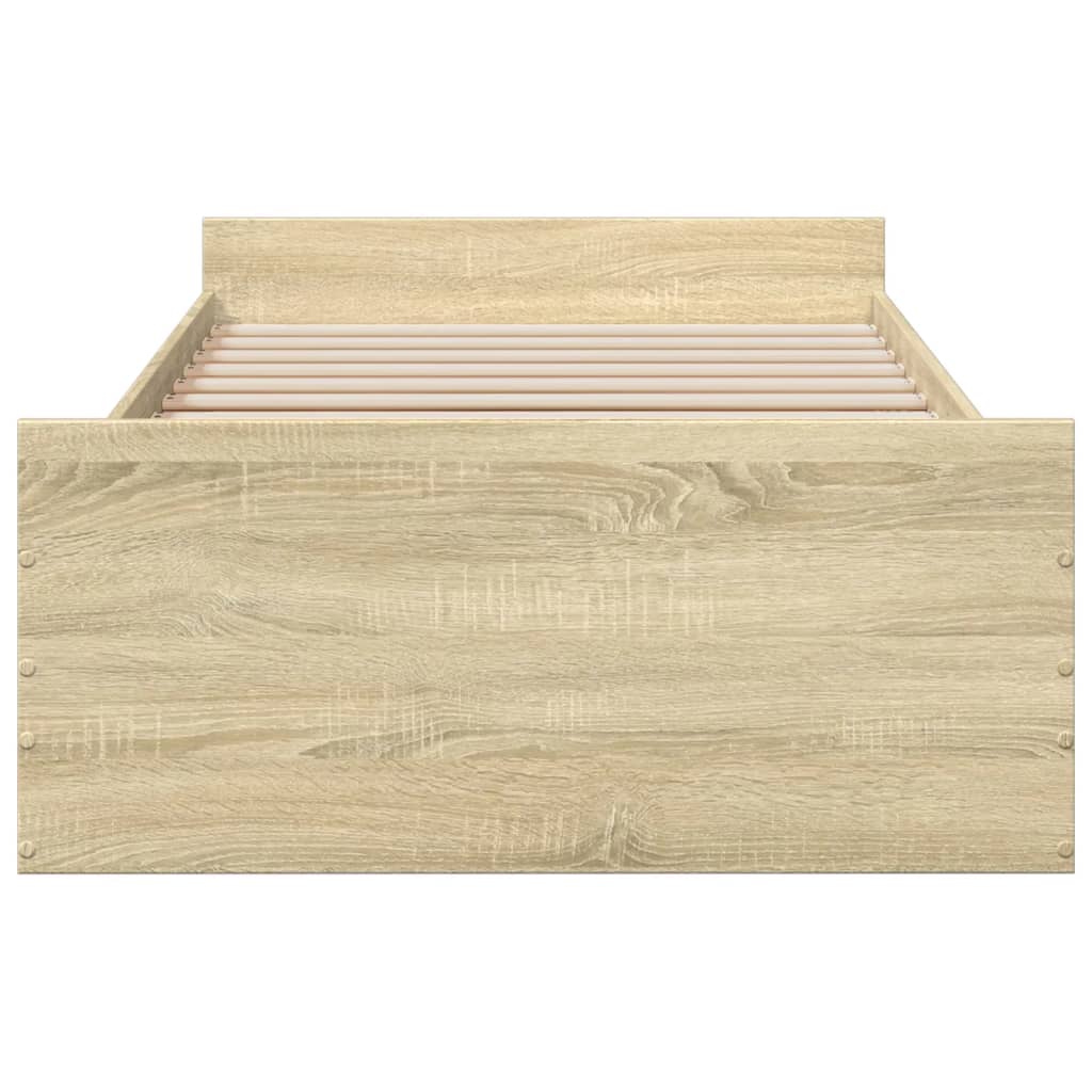 Bedframe met lades bewerkt hout sonoma eikenkleurig 90x190 cm – afbeelding 4
