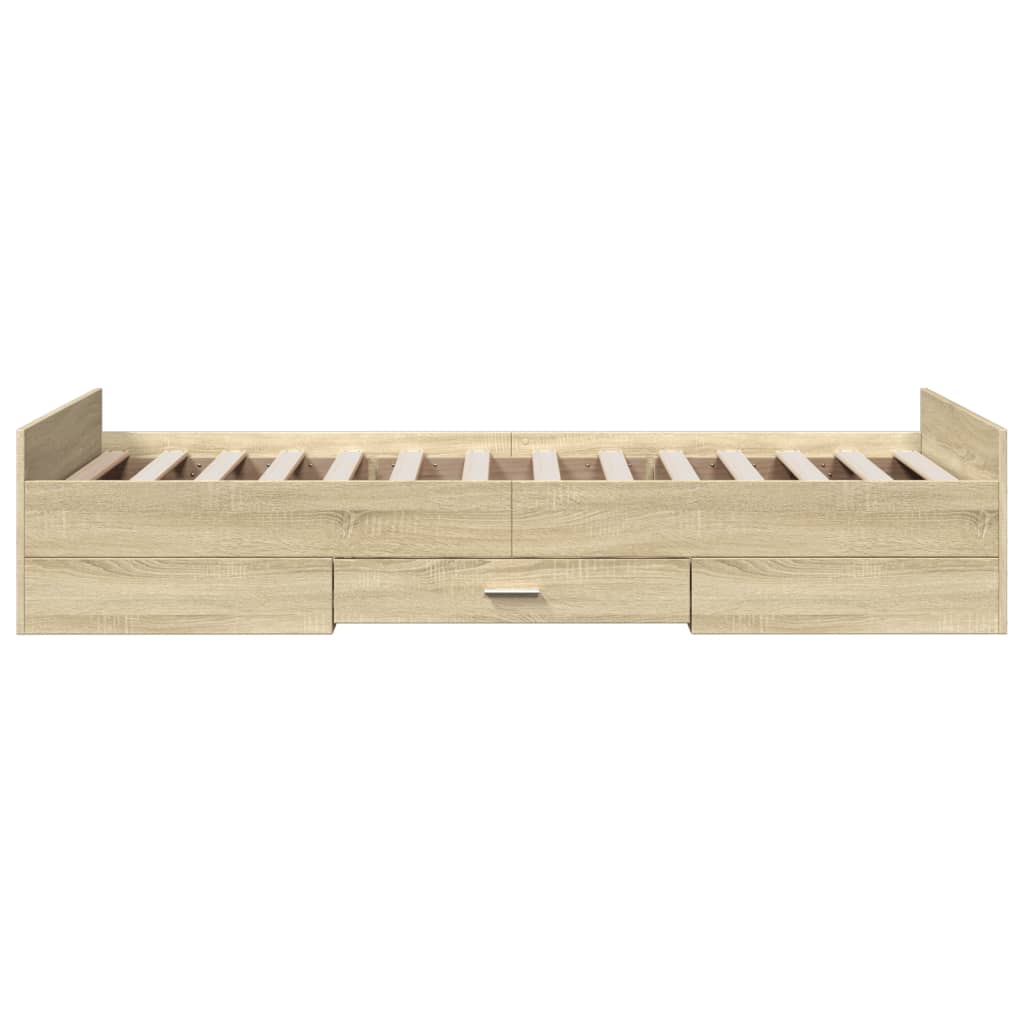 Bedframe met lades bewerkt hout sonoma eikenkleurig 90x190 cm – afbeelding 5