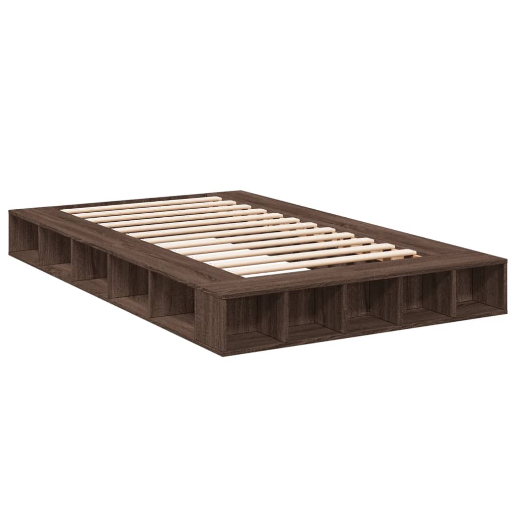 Bedframe bewerkt hout bruin eikenkleur 140x190 cm – afbeelding 3