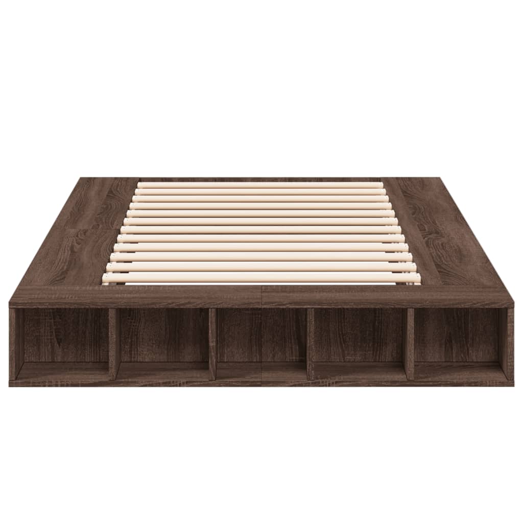 Bedframe bewerkt hout bruin eikenkleur 140x190 cm – afbeelding 4