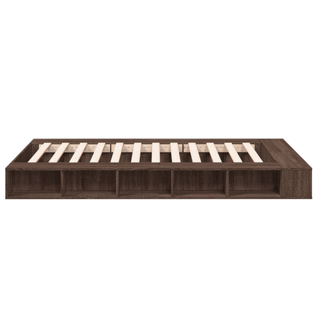 Bedframe bewerkt hout bruin eikenkleur 140x190 cm – afbeelding 5