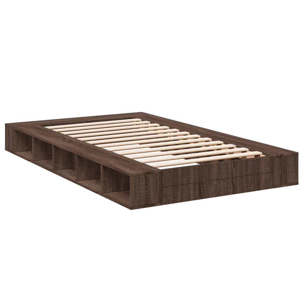Bedframe bewerkt hout bruin eikenkleur 140x190 cm – afbeelding 6