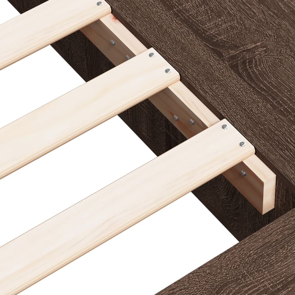 Bedframe bewerkt hout bruin eikenkleur 140x190 cm – afbeelding 8