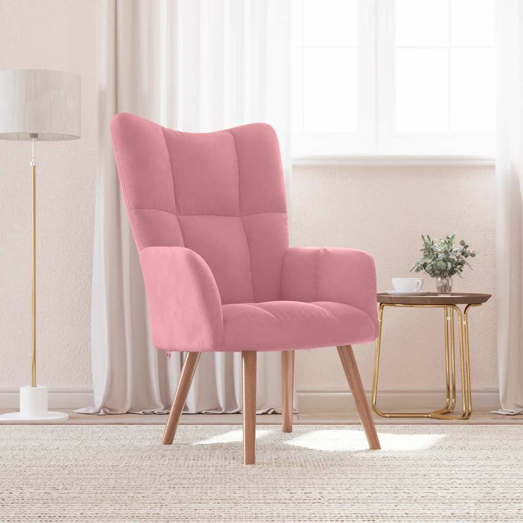 Relaxstoel fluweel roze