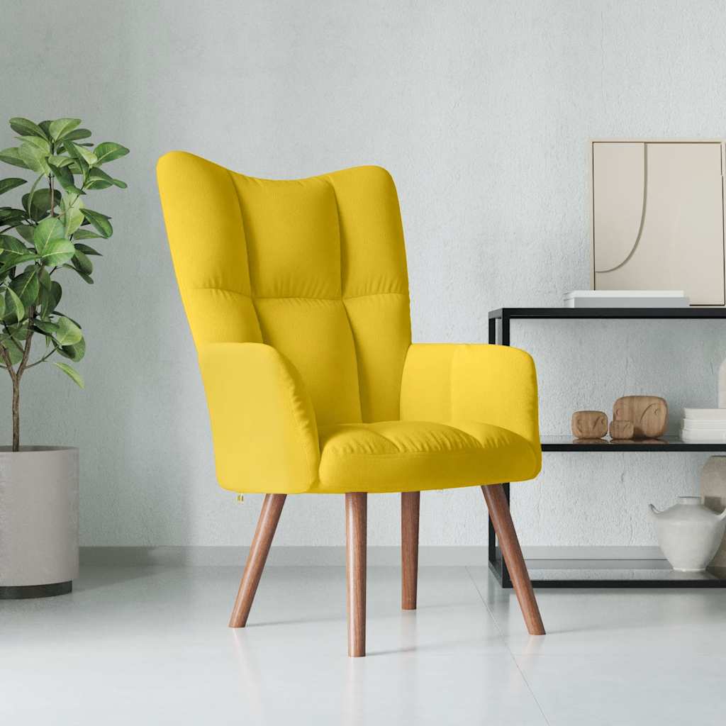 Relaxstoel fluweel mosterdgeel