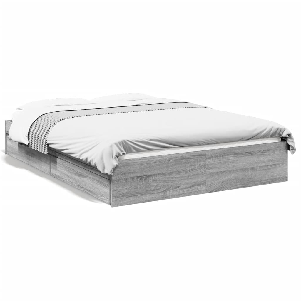 Bedframe met lades bewerkt hout grijs sonoma eiken 120x200 cm – afbeelding 2