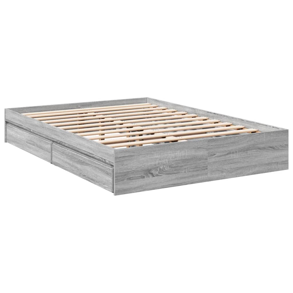 Bedframe met lades bewerkt hout grijs sonoma eiken 120x200 cm – afbeelding 3