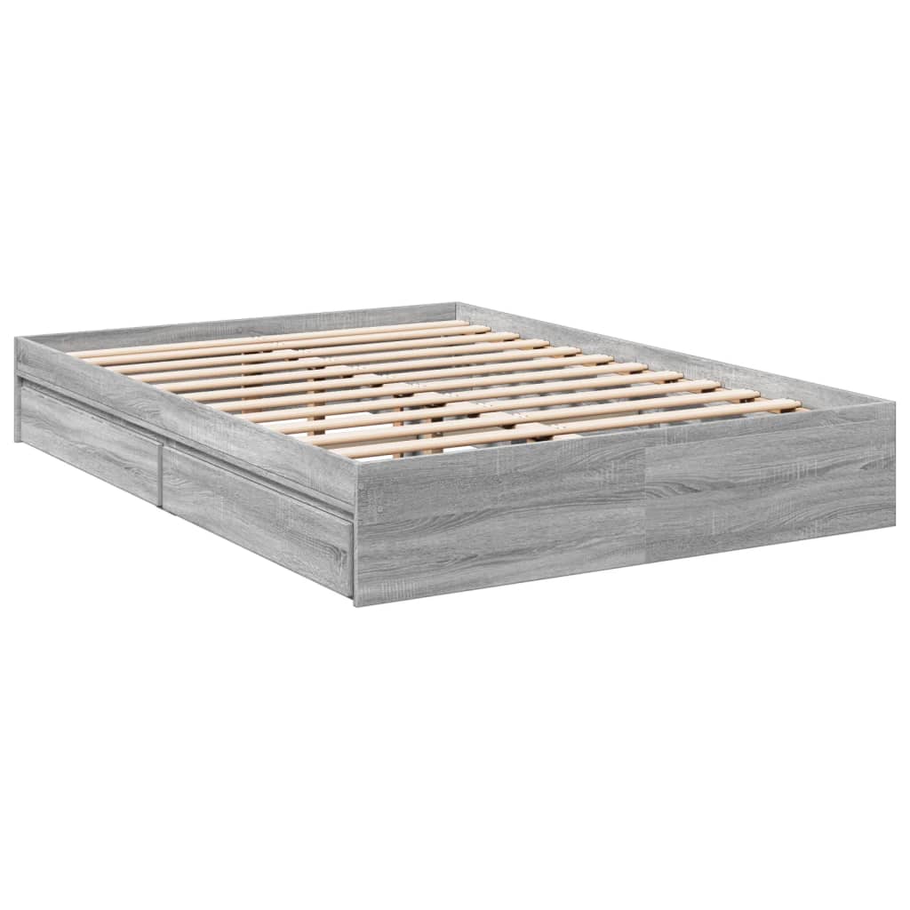 Bedframe met lades bewerkt hout grijs sonoma eiken 120x200 cm – afbeelding 6