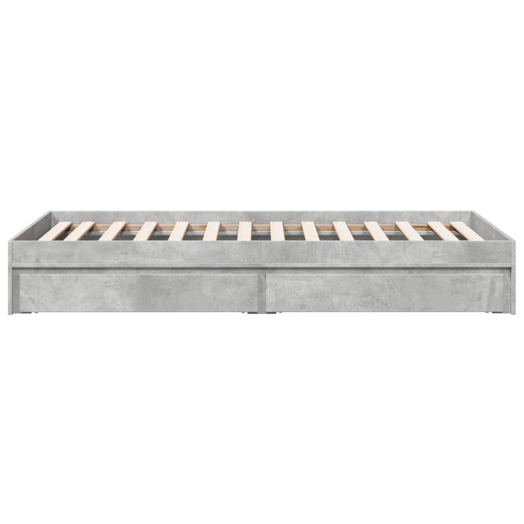 Bedframe met lades bewerkt hout betongrijs 100x200 cm – afbeelding 5