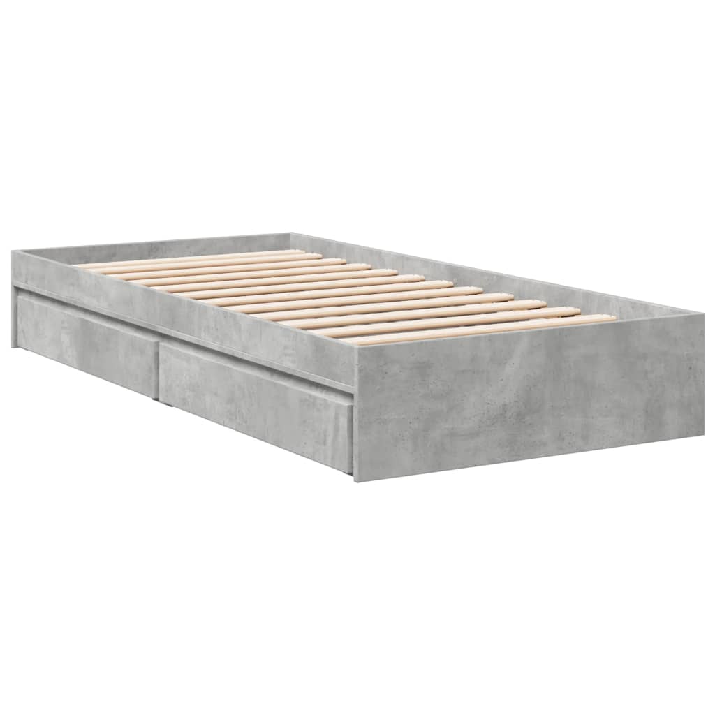 Bedframe met lades bewerkt hout betongrijs 100x200 cm – afbeelding 6