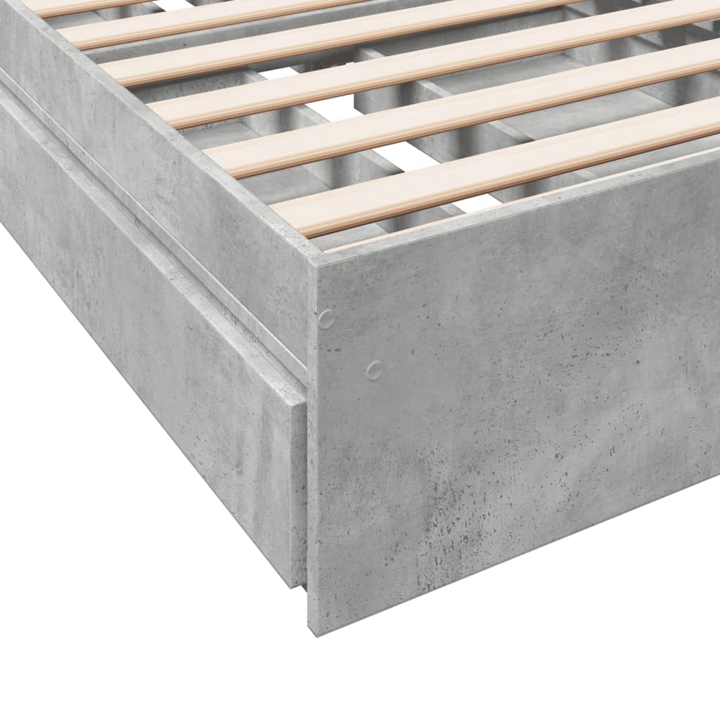 Bedframe met lades bewerkt hout betongrijs 100x200 cm – afbeelding 8