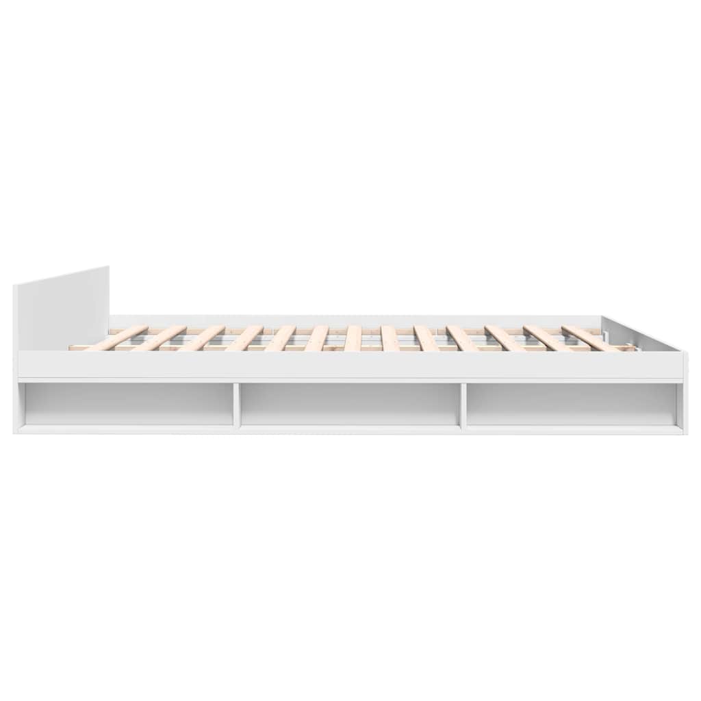 Bedframe met lades bewerkt hout wit 200x200 cm – afbeelding 5