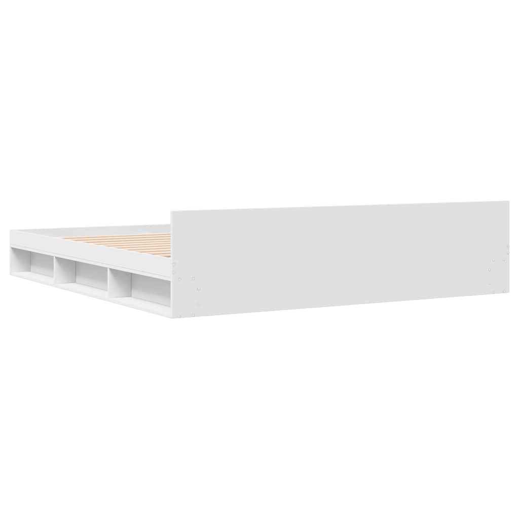 Bedframe met lades bewerkt hout wit 200x200 cm – afbeelding 6