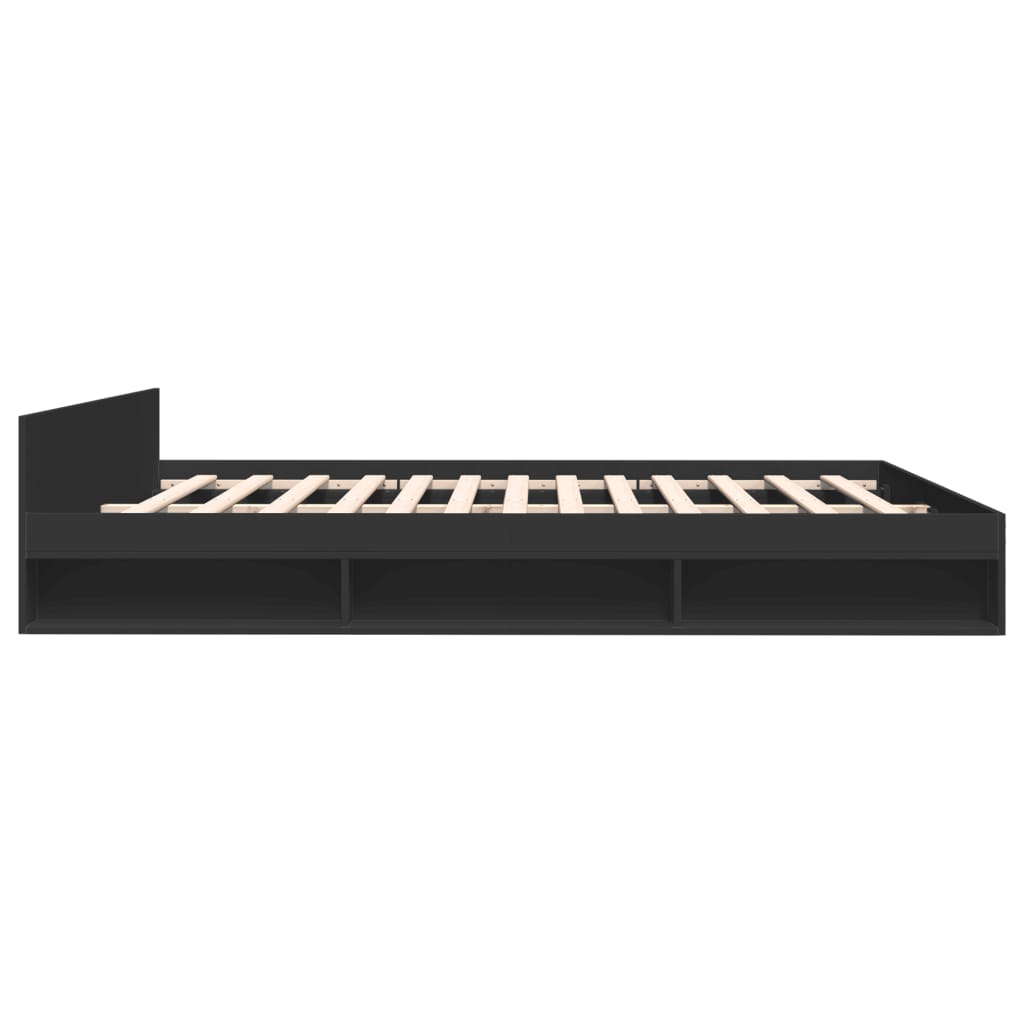 Bedframe met lades bewerkt hout zwart 200x200 cm – afbeelding 5