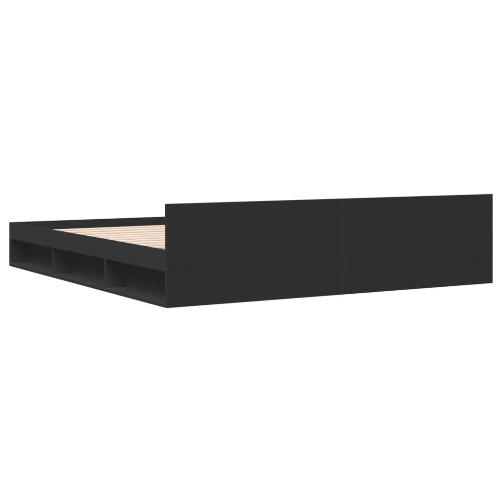 Bedframe met lades bewerkt hout zwart 200x200 cm – afbeelding 6