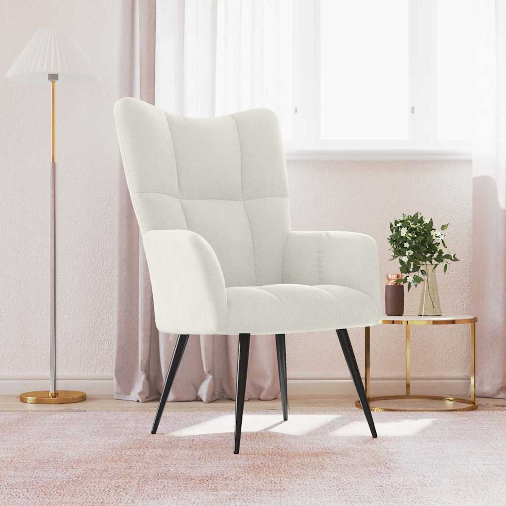 Relaxstoel fluweel crèmewit