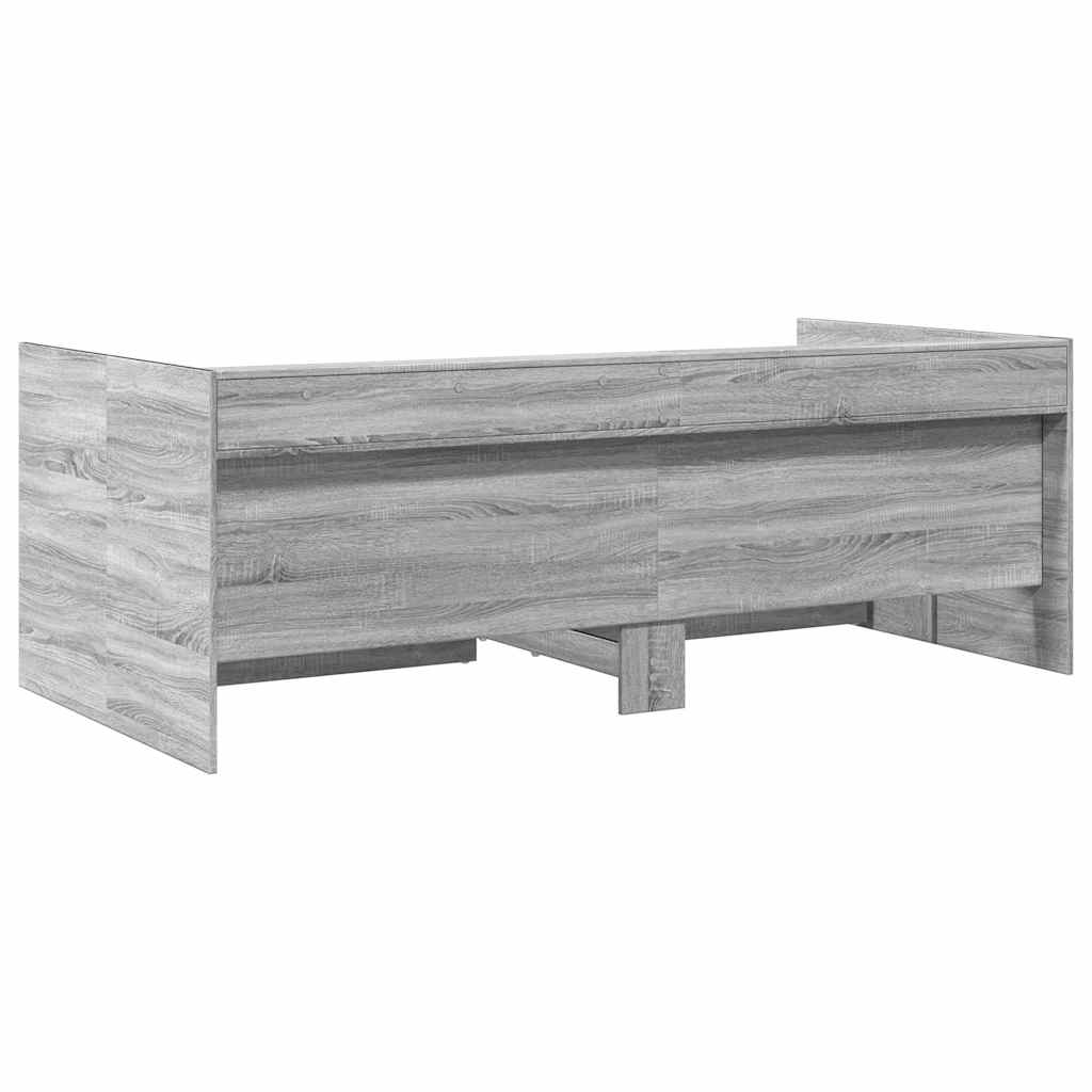 Slaapbank met lades zonder matras 90x200 cm grijs sonoma eiken – afbeelding 6