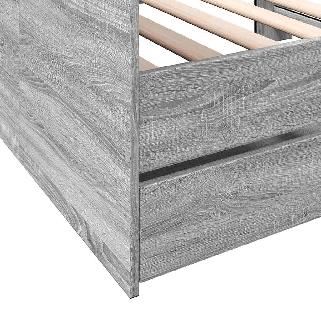 Slaapbank met lades zonder matras 90x200 cm grijs sonoma eiken – afbeelding 7