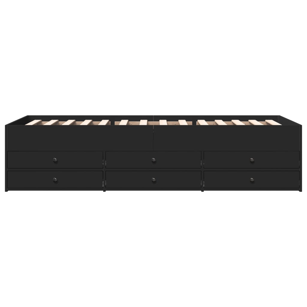 Slaapbank met lades zonder matras 90x190 cm zwart – afbeelding 4
