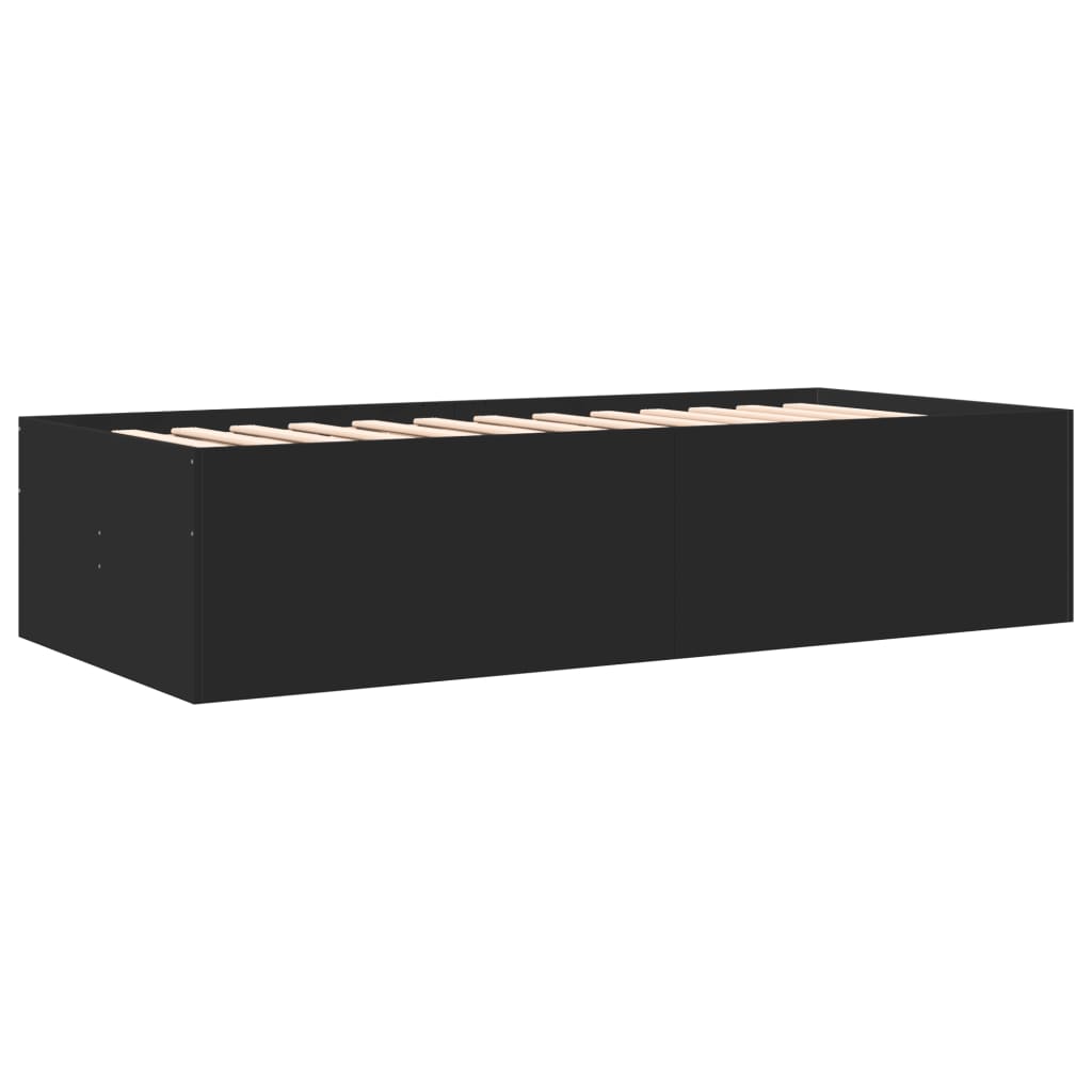 Slaapbank met lades zonder matras 90x190 cm zwart – afbeelding 6