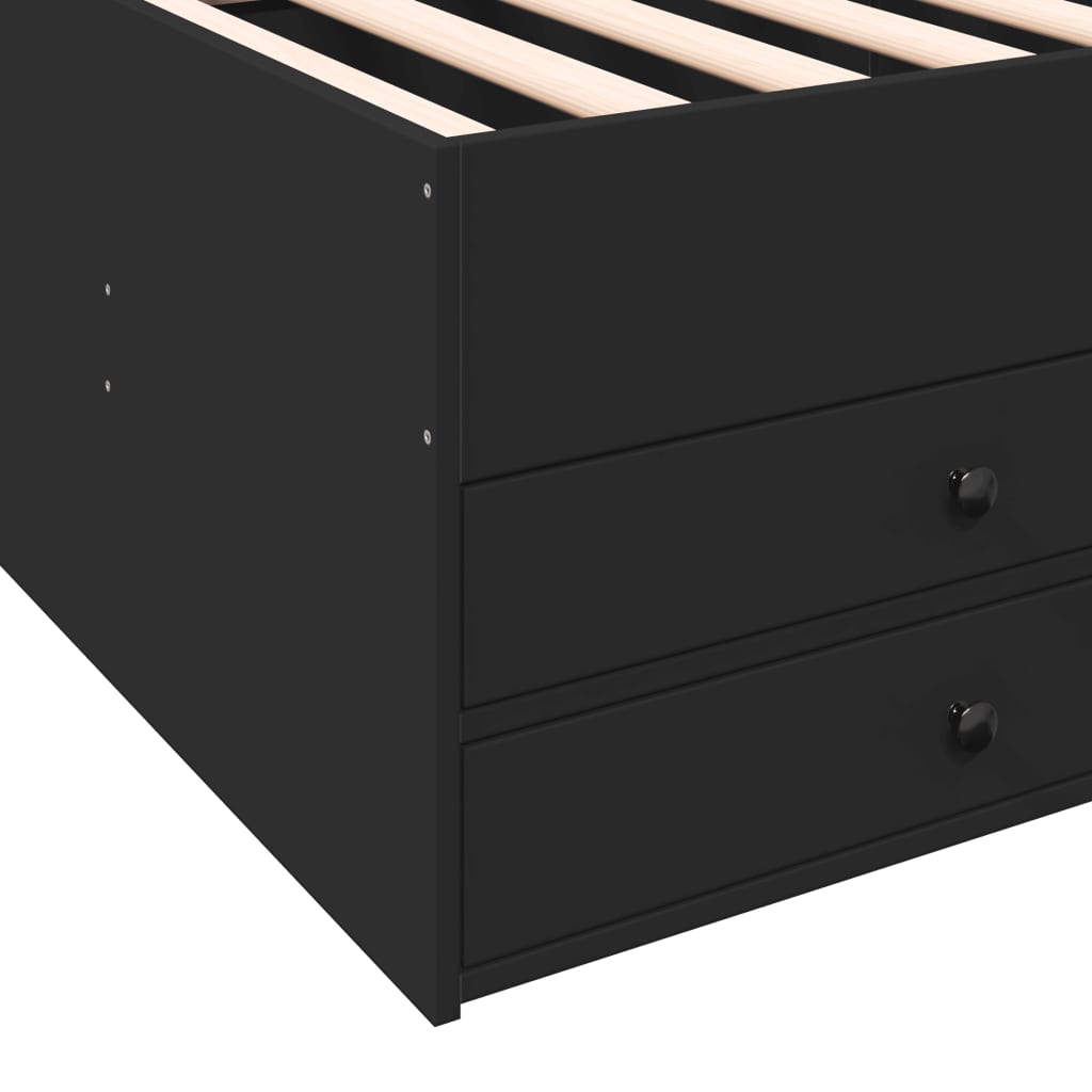 Slaapbank met lades zonder matras 90x190 cm zwart – afbeelding 8