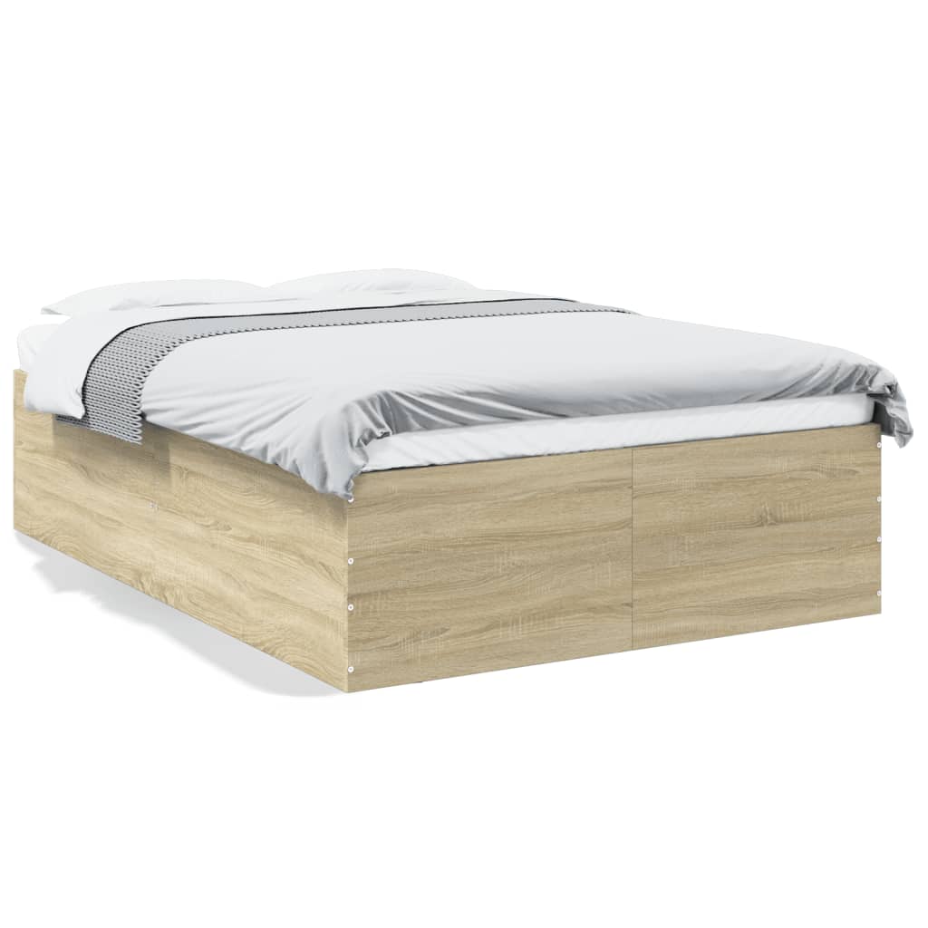 Bedframe bewerkt hout sonoma eikenkleurig 140x200 cm – afbeelding 2