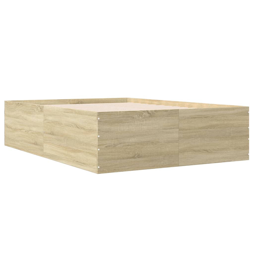 Bedframe bewerkt hout sonoma eikenkleurig 140x200 cm – afbeelding 3