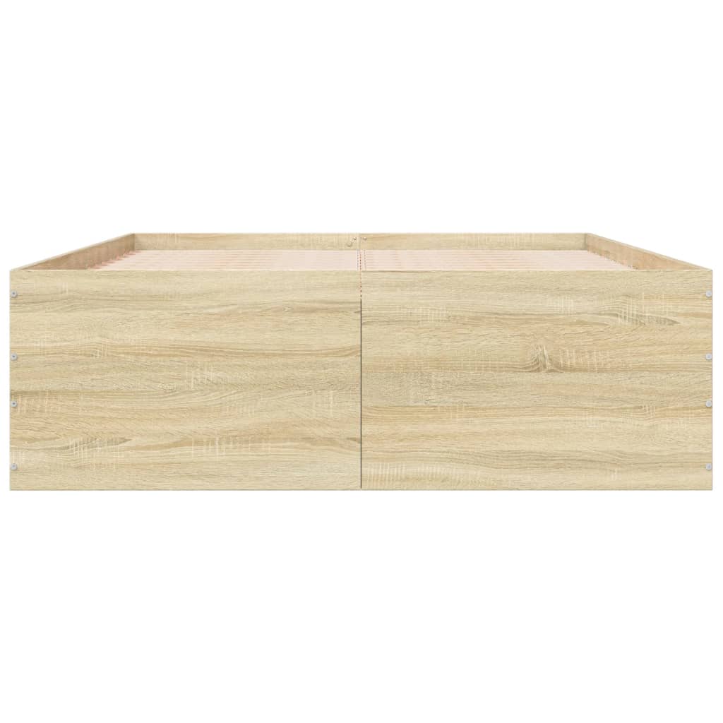 Bedframe bewerkt hout sonoma eikenkleurig 140x200 cm – afbeelding 4