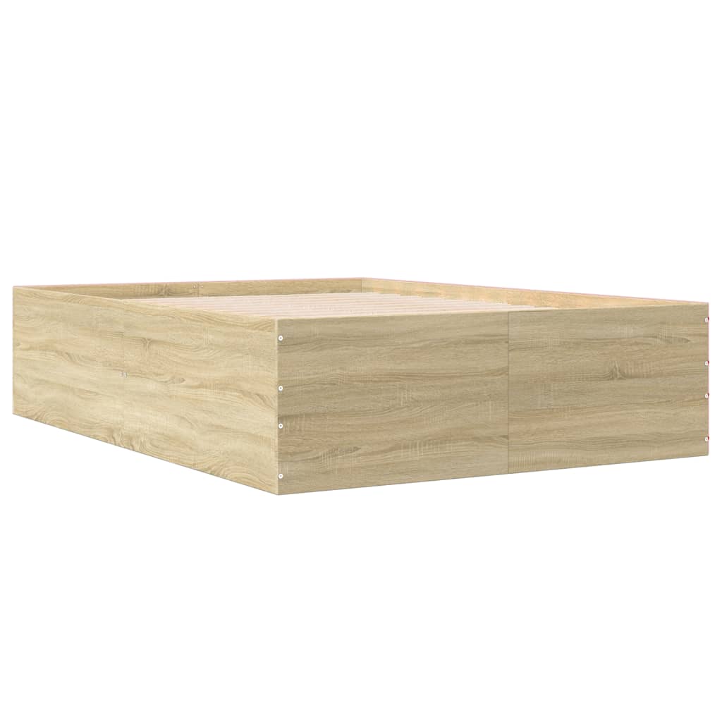 Bedframe bewerkt hout sonoma eikenkleurig 140x200 cm – afbeelding 6